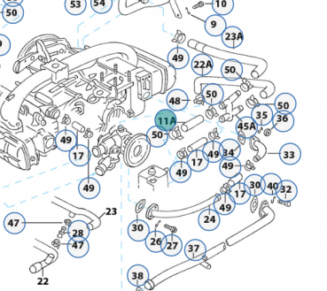 Radiator hose upper radiator to water pipe Ø 31x37x665 mm VW Bus T3  Transporter ref no. 251121082